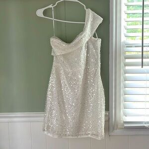 One shoulder sequin mini dress